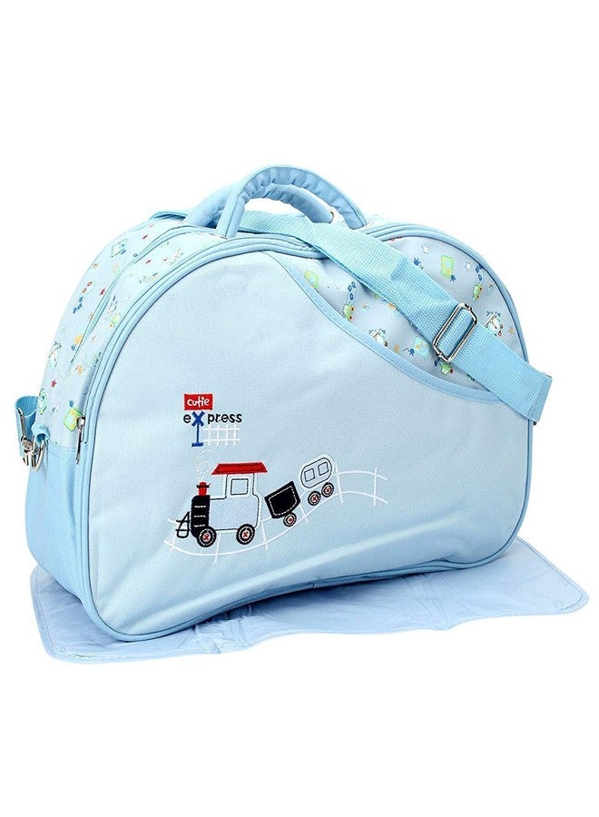 Unique Ideas New Born Baby Multipurpose Polyester Diaper/Mother Bag with Holder Diaper Changing Multi Compartment (Printed Blue, Medium)(Pack of 1) - Image 1